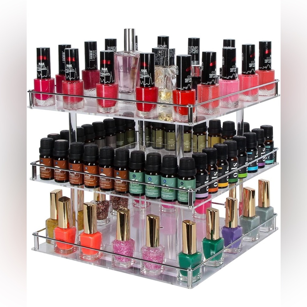 3 Tier Acrylic Nail Polish 360 Rotating Display Stand
